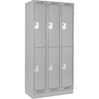Clean Line Lockers, 2 -tier, Bank of 3, 36" x 18" x 76", Steel, Grey, Rivet (Assembled) Ottawa Fastener Supply