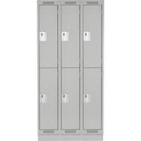 Clean Line Lockers, 2 -tier, Bank of 3, 36" x 18" x 76", Steel, Grey, Rivet (Assembled) Ottawa Fastener Supply