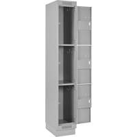 Clean Line Lockers, 3 -tier, Bank of 4, 48" x 18" x 76", Steel, Grey, Rivet (Assembled) Ottawa Fastener Supply