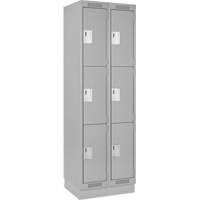 Clean Line Lockers, 3 -tier, Bank of 2, 24" x 18" x 76", Steel, Grey, Rivet (Assembled) Ottawa Fastener Supply