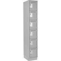 Clean Line Lockerette, 6 -tier, 12" x 18" x 76", Steel, Grey, Rivet (Assembled) Ottawa Fastener Supply