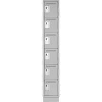 Clean Line Lockerette, 6 -tier, 12" x 18" x 76", Steel, Grey, Rivet (Assembled) Ottawa Fastener Supply