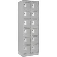 Clean Line Lockerette, 6 -tier, Bank of 2, 24" x 18" x 76", Steel, Grey, Rivet (Assembled) Ottawa Fastener Supply