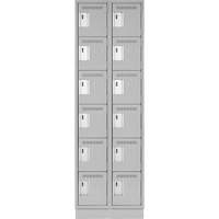 Clean Line Lockerette, 6 -tier, Bank of 2, 24" x 18" x 76", Steel, Grey, Rivet (Assembled) Ottawa Fastener Supply