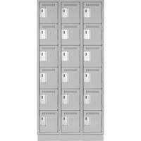 Clean Line Lockerette, 6 -tier, Bank of 3, 36" x 18" x 76", Steel, Grey, Rivet (Assembled) Ottawa Fastener Supply