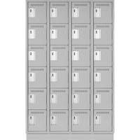 Clean Line Lockerette, 6 -tier, Bank of 4, 48" x 18" x 76", Steel, Grey, Rivet (Assembled) Ottawa Fastener Supply