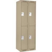 Clean Line Lockers, 2 -tier, Bank of 2, 24" x 18" x 72", Steel, Beige, Rivet (Assembled) Ottawa Fastener Supply