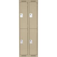 Clean Line Lockers, 2 -tier, Bank of 2, 24" x 18" x 72", Steel, Beige, Rivet (Assembled) Ottawa Fastener Supply