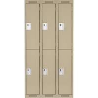 Casiers Clean Line, 2 niveaux, Bloc de 3, 36" x 18" x 72", Acier, Beige, Rivet (assembl&eacute;) Ottawa Fastener Supply