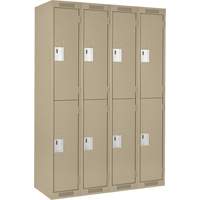 Clean Line Lockers, 2 -tier, Bank of 4, 48" x 18" x 72", Steel, Beige, Rivet (Assembled) Ottawa Fastener Supply