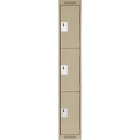 Clean Line Lockers, 3 -tier, 12" x 18" x 72", Steel, Beige, Rivet (Assembled) Ottawa Fastener Supply