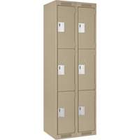 Clean Line Lockers, 3 -tier, Bank of 2, 24" x 18" x 72", Steel, Beige, Rivet (Assembled) Ottawa Fastener Supply
