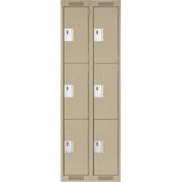Clean Line Lockers, 3 -tier, Bank of 2, 24" x 18" x 72", Steel, Beige, Rivet (Assembled) Ottawa Fastener Supply