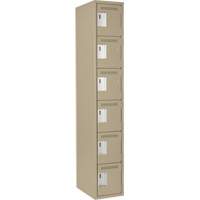 Clean Line Lockerette, 6 -tier, 12" x 18" x 72", Steel, Beige, Rivet (Assembled) Ottawa Fastener Supply