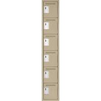 Clean Line Lockerette, 6 -tier, 12" x 18" x 72", Steel, Beige, Rivet (Assembled) Ottawa Fastener Supply