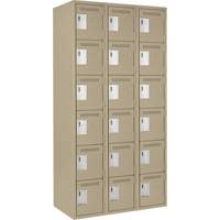 Clean Line Lockerette, 6 -tier, Bank of 3, 36" x 18" x 72", Steel, Beige, Rivet (Assembled) Ottawa Fastener Supply