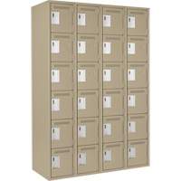 Clean Line Lockerette, 6 -tier, Bank of 4, 48" x 18" x 72", Steel, Beige, Rivet (Assembled) Ottawa Fastener Supply