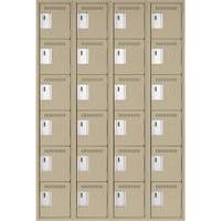 Clean Line Lockerette, 6 -tier, Bank of 4, 48" x 18" x 72", Steel, Beige, Rivet (Assembled) Ottawa Fastener Supply