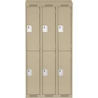 Clean Line Lockers, 2 -tier, Bank of 3, 36" x 18" x 78", Steel, Beige, Rivet (Assembled) Ottawa Fastener Supply