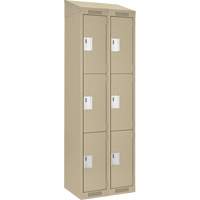 Clean Line Lockers, 3 -tier, Bank of 2, 24" x 18" x 78", Steel, Beige, Rivet (Assembled) Ottawa Fastener Supply
