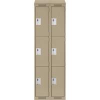 Clean Line Lockers, 3 -tier, Bank of 2, 24" x 18" x 78", Steel, Beige, Rivet (Assembled) Ottawa Fastener Supply