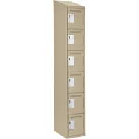 Clean Line Lockerette, 6 -tier, 12" x 18" x 78", Steel, Beige, Rivet (Assembled) Ottawa Fastener Supply
