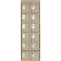 Clean Line Lockerette, 6 -tier, Bank of 2, 24" x 18" x 78", Steel, Beige, Rivet (Assembled) Ottawa Fastener Supply