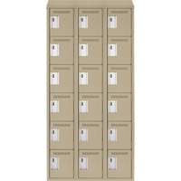 Clean Line Lockerette, 6 -tier, Bank of 3, 36" x 18" x 78", Steel, Beige, Rivet (Assembled) Ottawa Fastener Supply