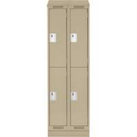 Clean Line Lockers, 2 -tier, Bank of 2, 24" x 18" x 82", Steel, Beige, Rivet (Assembled) Ottawa Fastener Supply