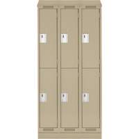 Clean Line Lockers, 2 -tier, Bank of 3, 36" x 18" x 82", Steel, Beige, Rivet (Assembled) Ottawa Fastener Supply