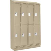 Clean Line Lockers, 2 -tier, Bank of 4, 48" x 18" x 82", Steel, Beige, Rivet (Assembled) Ottawa Fastener Supply
