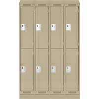 Clean Line Lockers, 2 -tier, Bank of 4, 48" x 18" x 82", Steel, Beige, Rivet (Assembled) Ottawa Fastener Supply