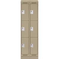 Clean Line Lockers, 3 -tier, Bank of 2, 24" x 18" x 82", Steel, Beige, Rivet (Assembled) Ottawa Fastener Supply
