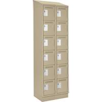 Clean Line Lockerette , 6 -tier, Bank of 2, 24" x 18" x 82", Steel, Beige, Rivet (Assembled) Ottawa Fastener Supply