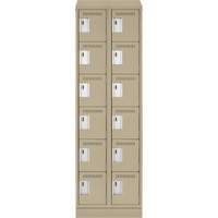 Clean Line Lockerette , 6 -tier, Bank of 2, 24" x 18" x 82", Steel, Beige, Rivet (Assembled) Ottawa Fastener Supply