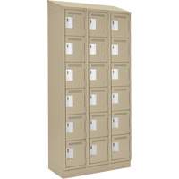 Clean Line Lockerette , 6 -tier, Bank of 3, 36" x 18" x 82", Steel, Beige, Rivet (Assembled) Ottawa Fastener Supply