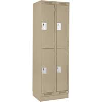 Clean Line Lockers, 2 -tier, Bank of 2, 24" x 18" x 76", Steel, Beige, Rivet (Assembled) Ottawa Fastener Supply