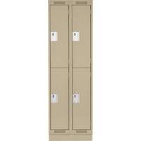 Clean Line Lockers, 2 -tier, Bank of 2, 24" x 18" x 76", Steel, Beige, Rivet (Assembled) Ottawa Fastener Supply