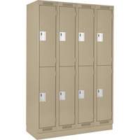 Clean Line Lockers, 2 -tier, Bank of 4, 48" x 18" x 76", Steel, Beige, Rivet (Assembled) Ottawa Fastener Supply