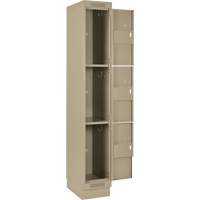 Clean Line Lockers, 3 -tier, Bank of 4, 48" x 18" x 76", Steel, Beige, Rivet (Assembled) Ottawa Fastener Supply