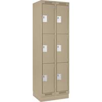 Clean Line Lockers, 3 -tier, Bank of 2, 24" x 18" x 76", Steel, Beige, Rivet (Assembled) Ottawa Fastener Supply