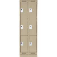 Clean Line Lockers, 3 -tier, Bank of 2, 24" x 18" x 76", Steel, Beige, Rivet (Assembled) Ottawa Fastener Supply