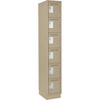 Clean Line Lockerette, 6 -tier, 12" x 18" x 76", Steel, Beige, Rivet (Assembled) Ottawa Fastener Supply