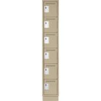 Clean Line Lockerette, 6 -tier, 12" x 18" x 76", Steel, Beige, Rivet (Assembled) Ottawa Fastener Supply