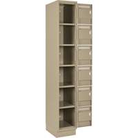 Clean Line Lockerette, 6 -tier, Bank of 4, 48" x 18" x 76", Steel, Beige, Rivet (Assembled) Ottawa Fastener Supply