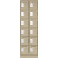 Clean Line Lockerette, 6 -tier, Bank of 2, 24" x 18" x 76", Steel, Beige, Rivet (Assembled) Ottawa Fastener Supply