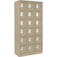 Clean Line Lockerette, 6 -tier, Bank of 3, 36" x 18" x 76", Steel, Beige, Rivet (Assembled) Ottawa Fastener Supply