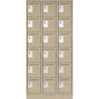 Clean Line Lockerette, 6 -tier, Bank of 3, 36" x 18" x 76", Steel, Beige, Rivet (Assembled) Ottawa Fastener Supply