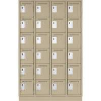 Clean Line Lockerette, 6 -tier, Bank of 4, 48" x 18" x 76", Steel, Beige, Rivet (Assembled) Ottawa Fastener Supply