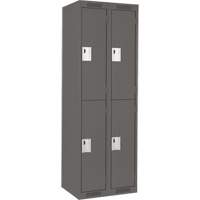 Clean Line Lockers, 2 -tier, Bank of 2, 24" x 18" x 72", Steel, Charcoal, Rivet (Assembled) Ottawa Fastener Supply